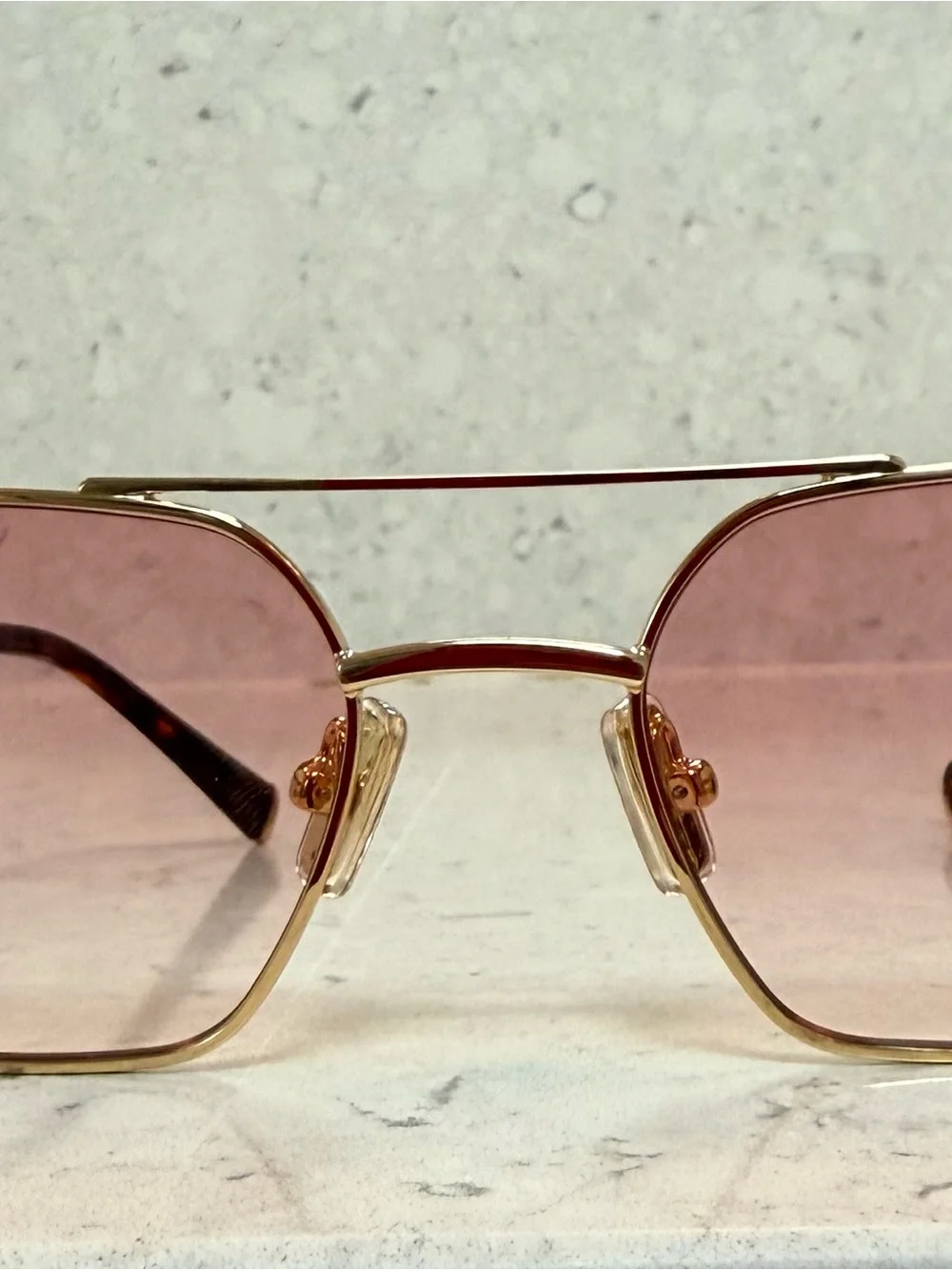 Miu Miu Gold Frame Sunglasses with Pink Gradient Lenses